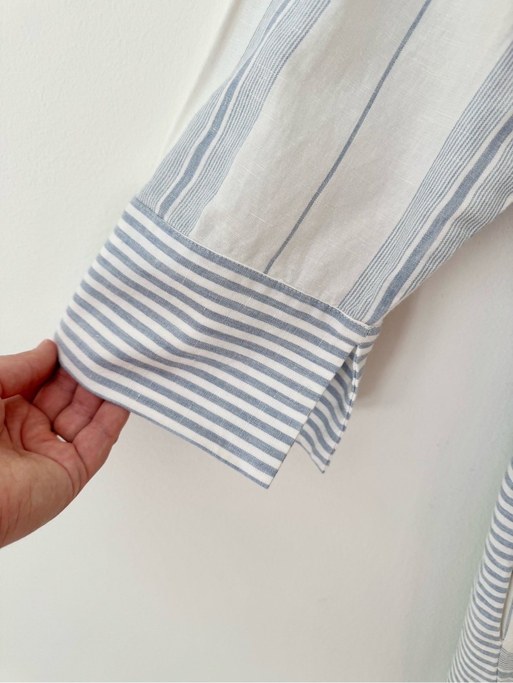 Soft Surroundings Seaport Linen Blue and White Striped Midi Shirt Dress, Size 2X - Picture 12 of 15